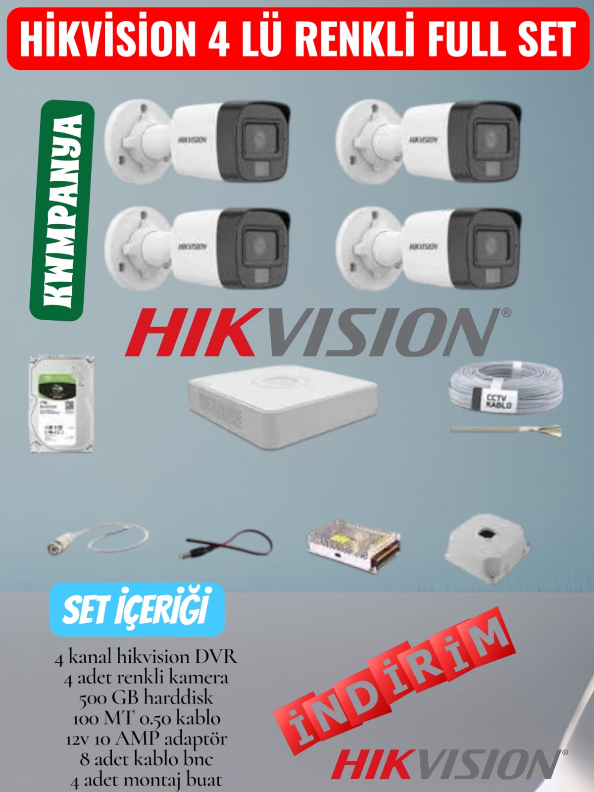 hikvision 4 li renkli full set